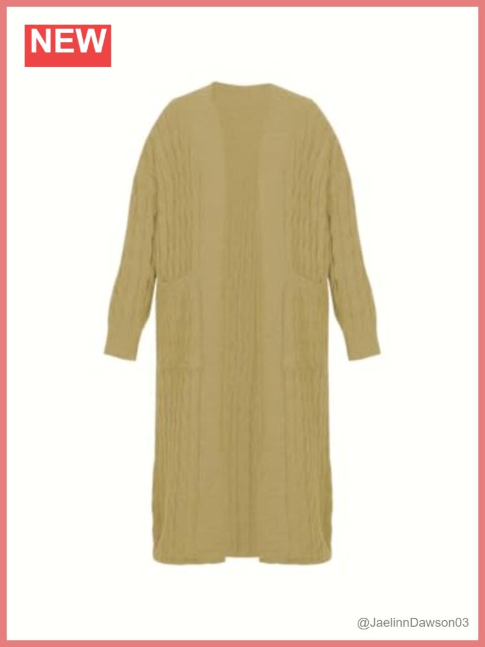 Long Ribbed Knit Open Front Duster Cardigan Sweater - Picture 3 of 6